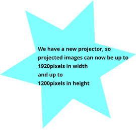 We have a new projector, so projected images can now be up to 1920pixels in width  and up to  1200pixels in height